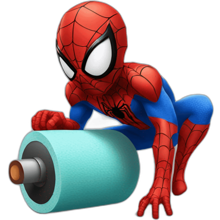 Spiderman with roller emoji