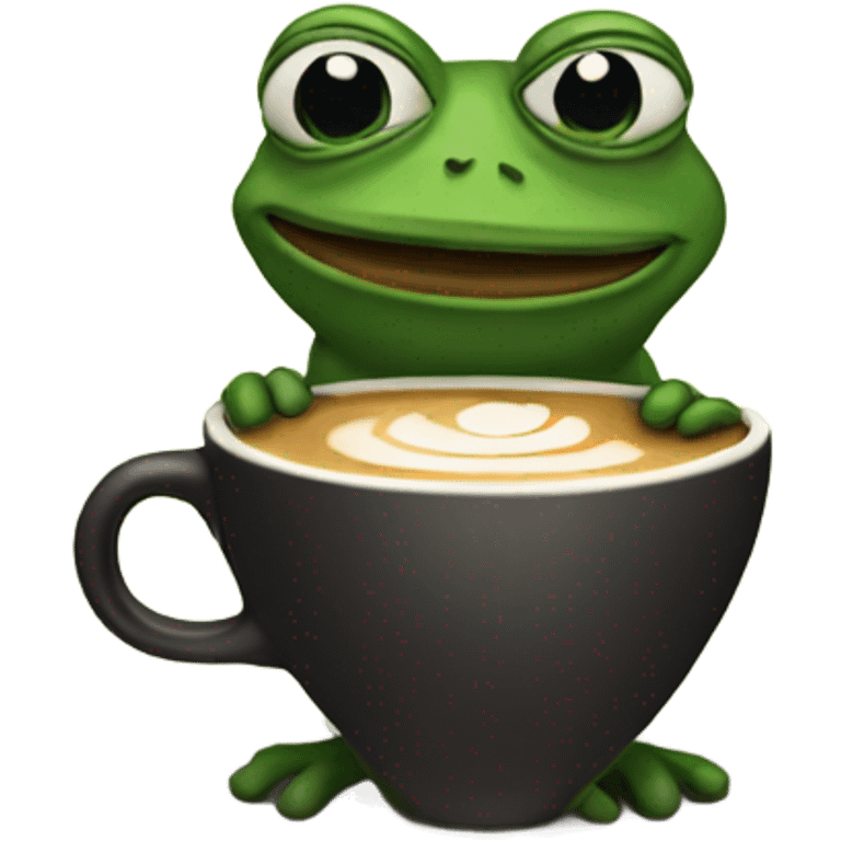 pepe the frog with a cup of coffee emoji