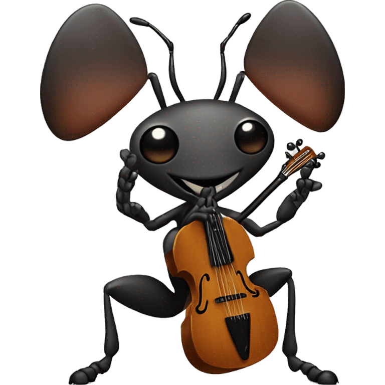 a giant ant with a balalaika in his hands emoji