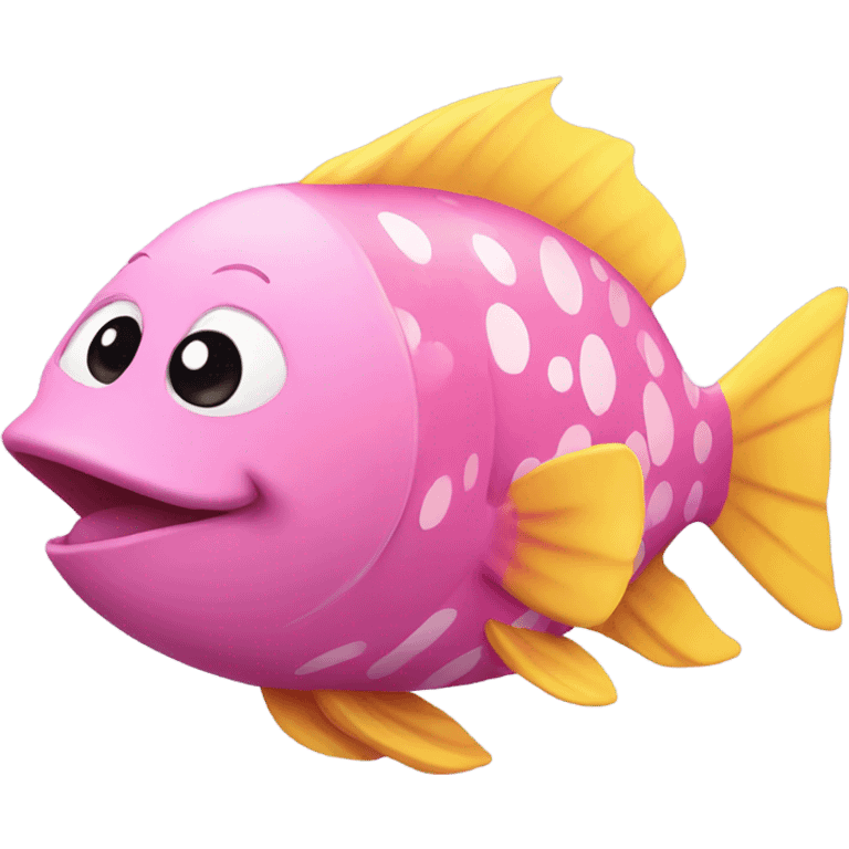 Happy pretty fish in pink and yellow  emoji