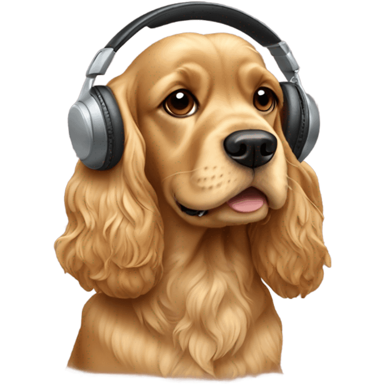 golden cocker spaniel with headphones emoji