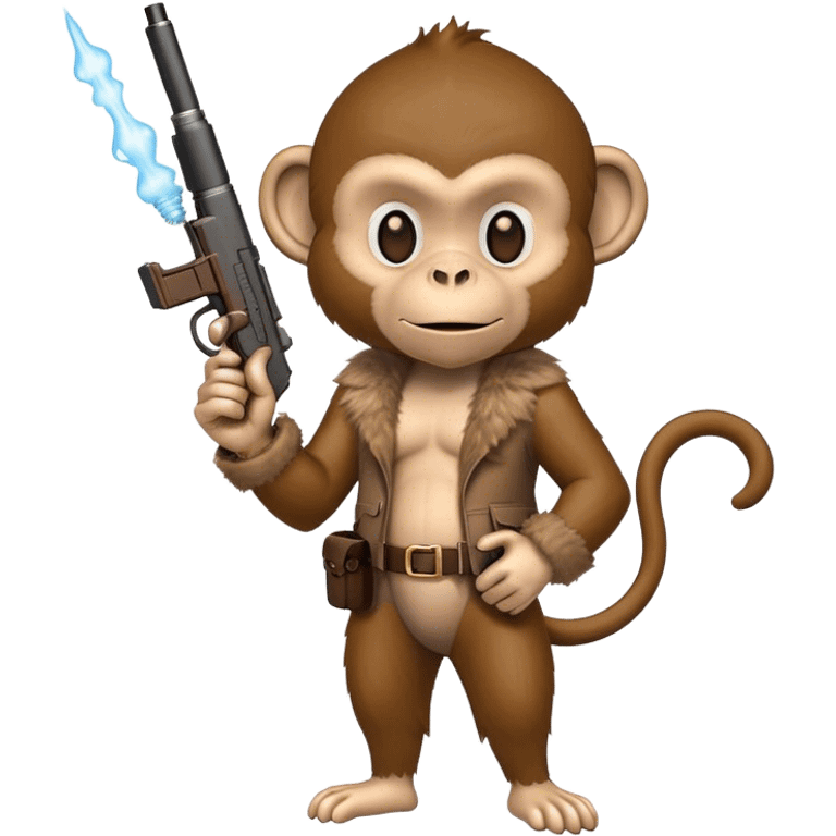 Monkey with a gun and vape in his hand emoji