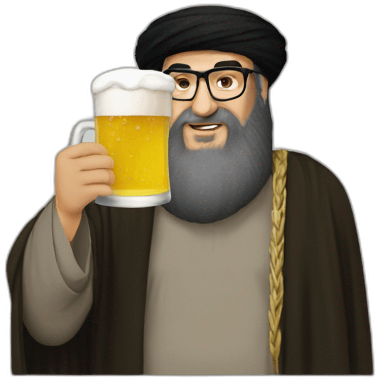 hasan nasrallah drinking a beer emoji