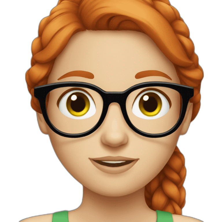 Redhead girl with glasses and green eyes emoji