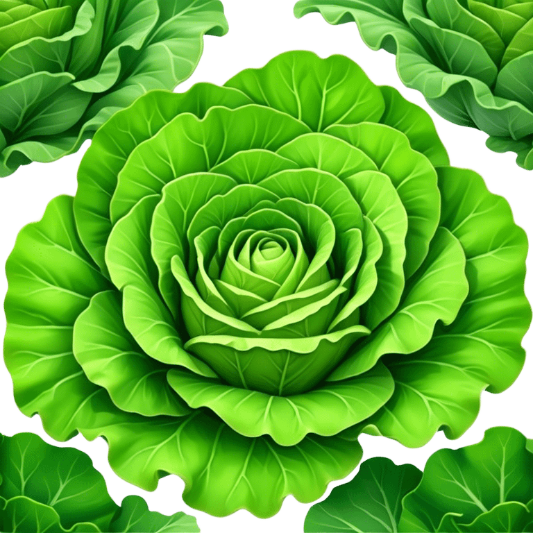 Cinematic crisp green lettuce, fresh and leafy, slightly curled edges, detailed textures, vibrant and refreshing, ultra-realistic and inviting. emoji