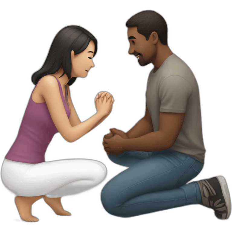 Woman on both knees facing man emoji