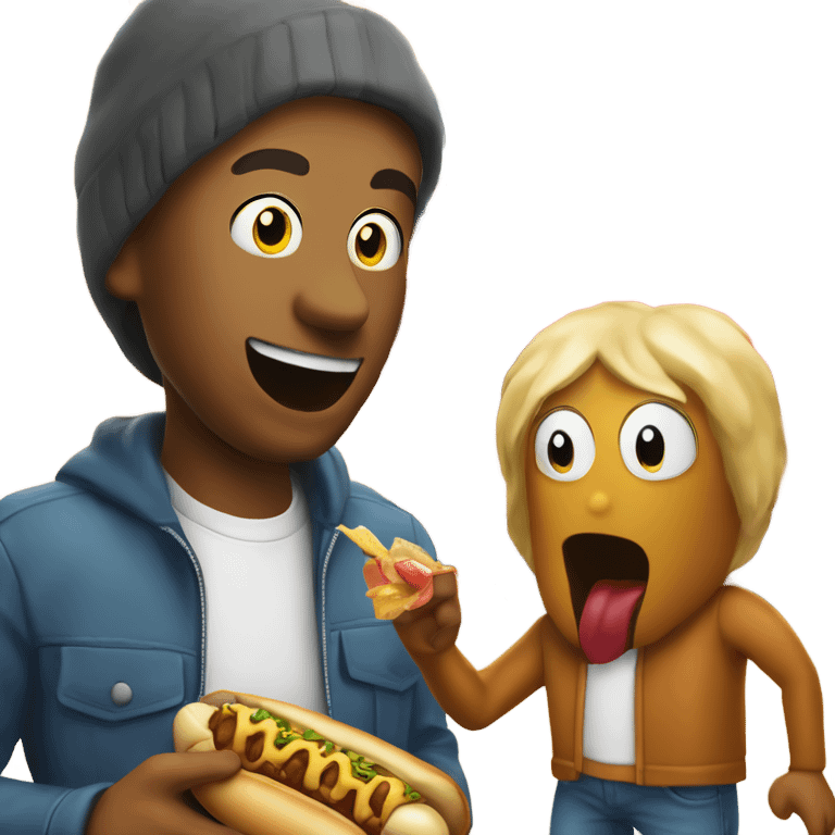 Sucking on chili dogs outside the tasty freeze emoji