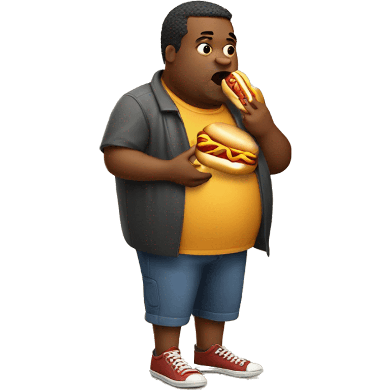 fat man eating hot dog emoji