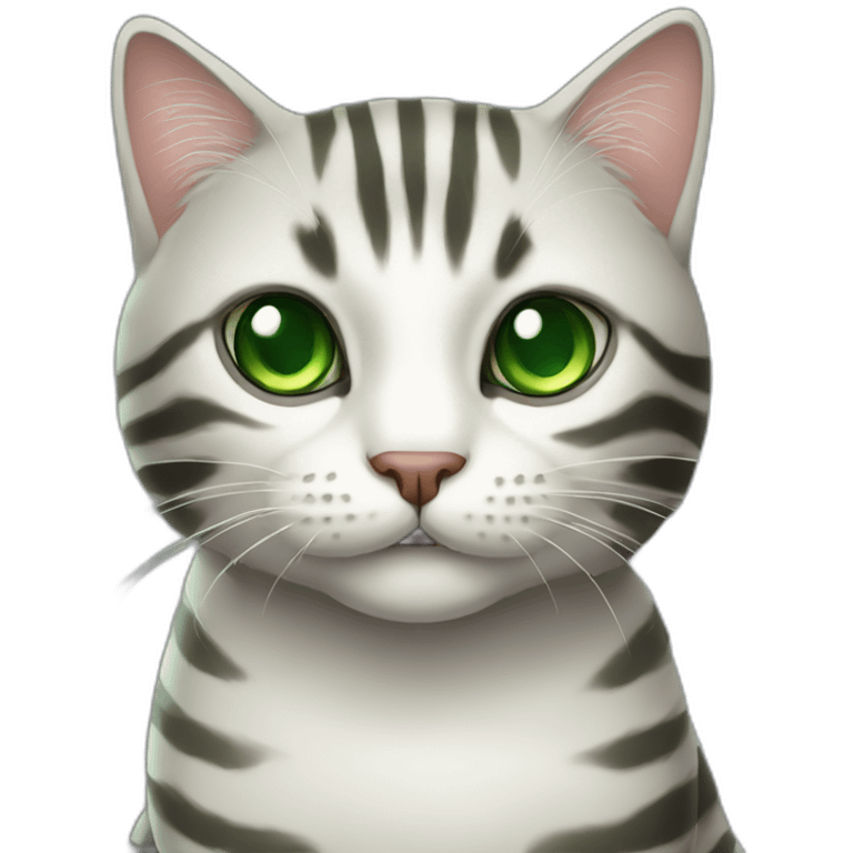 Striped cat with Green eyes emoji