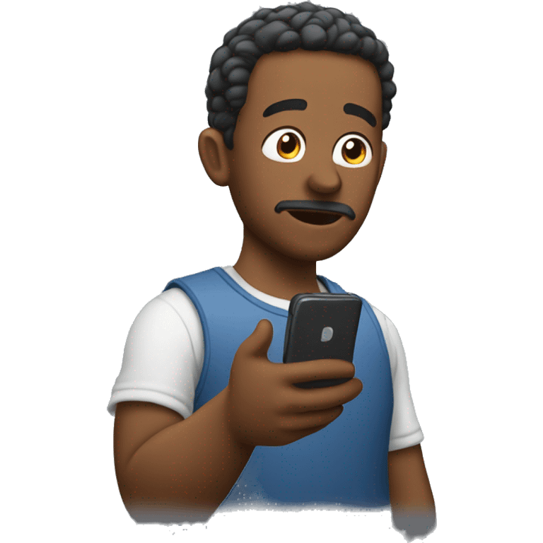 a guy always looking at his phone and to reels emoji