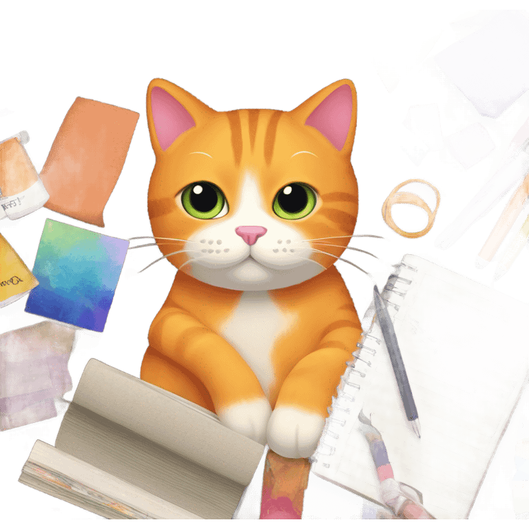 Orange cat junk journaling emoji