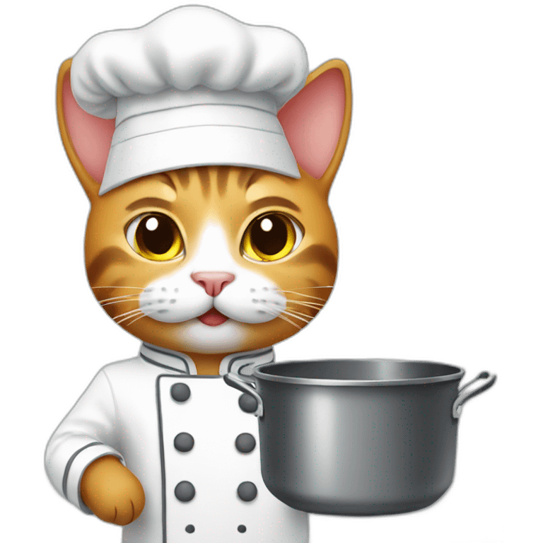 Cat chef with pan emoji