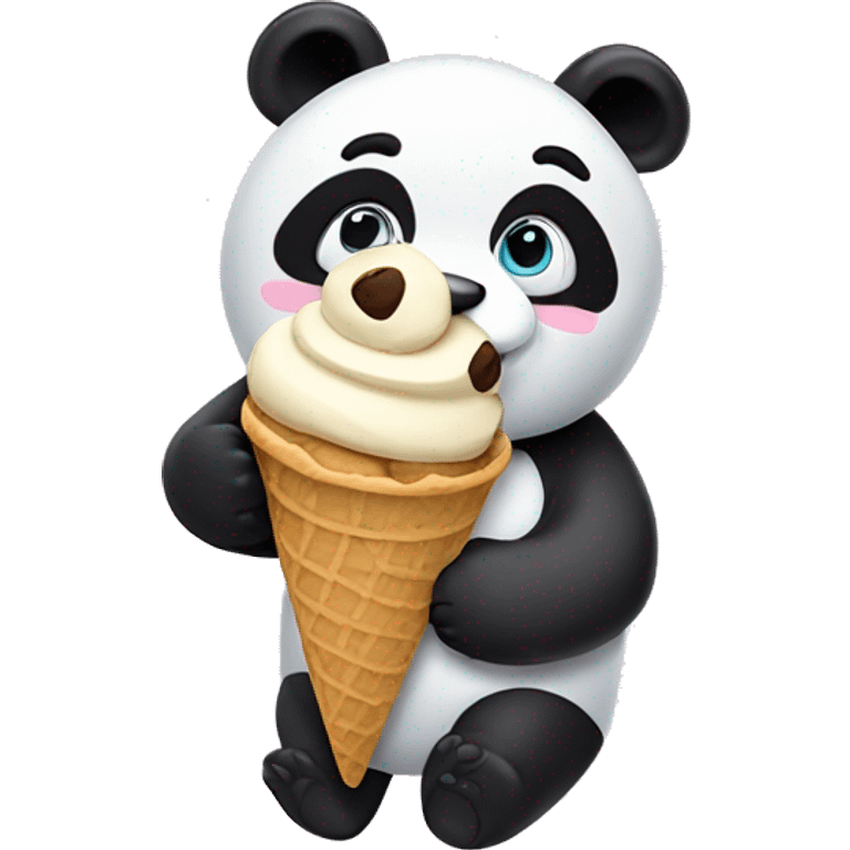 Panda eating cookie dough ice cream emoji