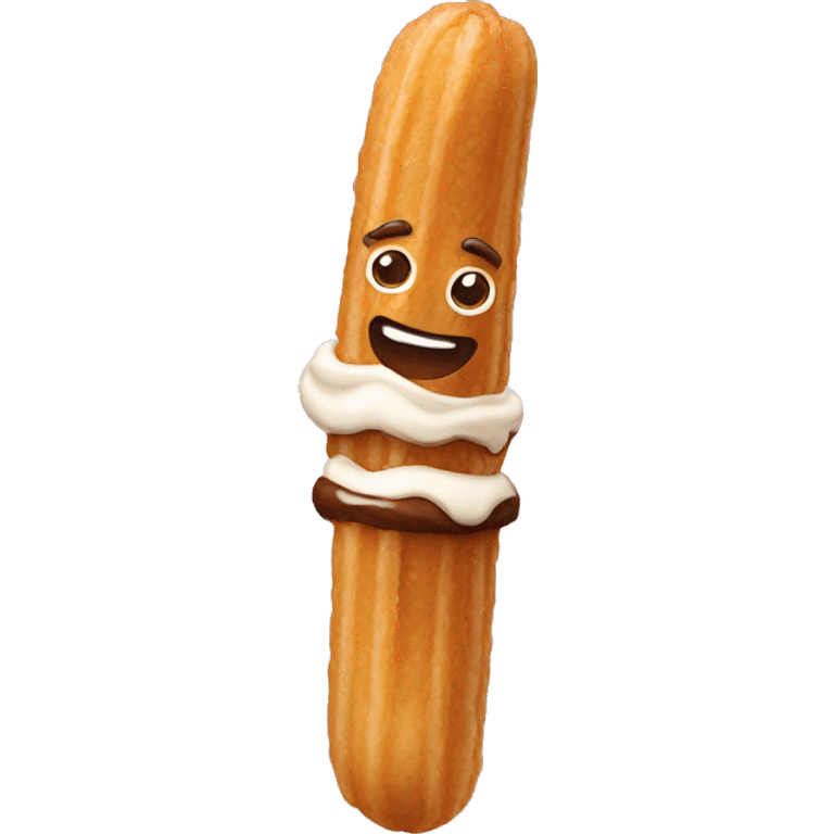 Un churro con la punta bañada en chocolate  emoji