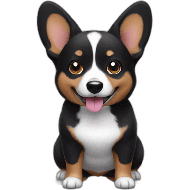 Black corgi wrinckle emoji