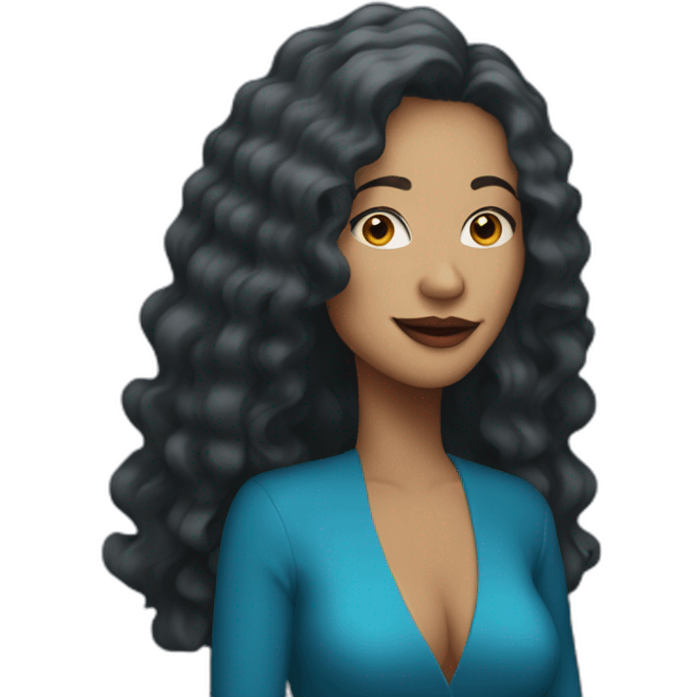 jazz singer with blue long hair, woman, 43 years old emoji