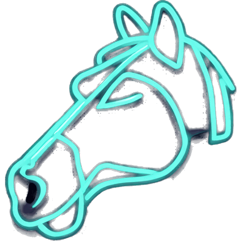 Neon sign of a horse face emoji