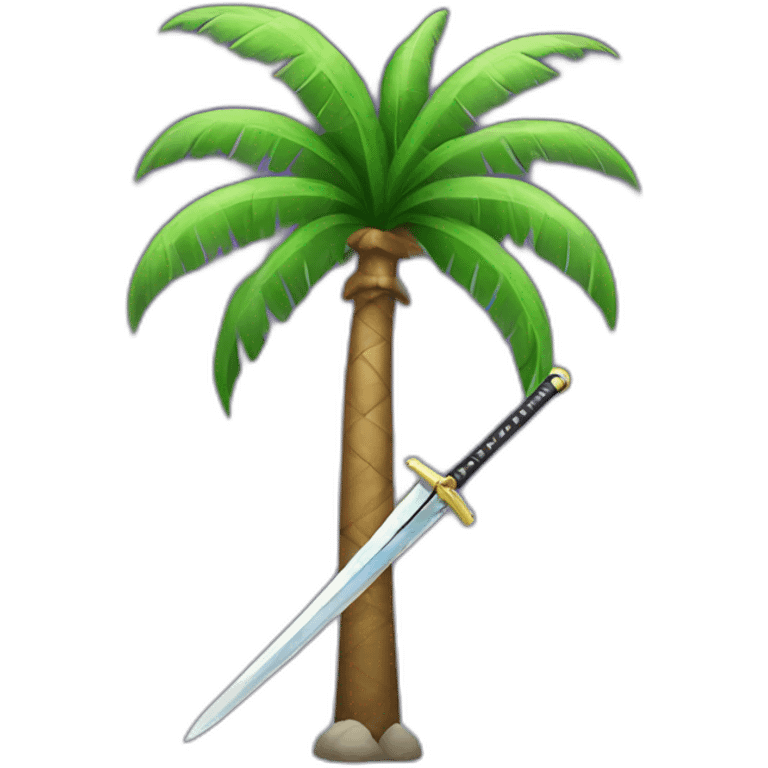 Two swords and a palm tree emoji