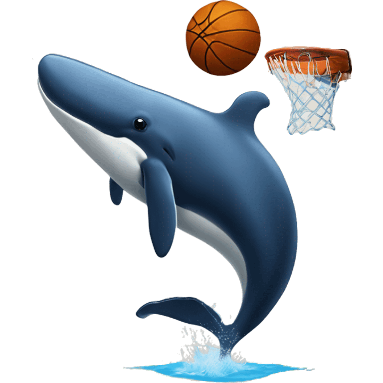 Whale dunking on a basketball hopp emoji