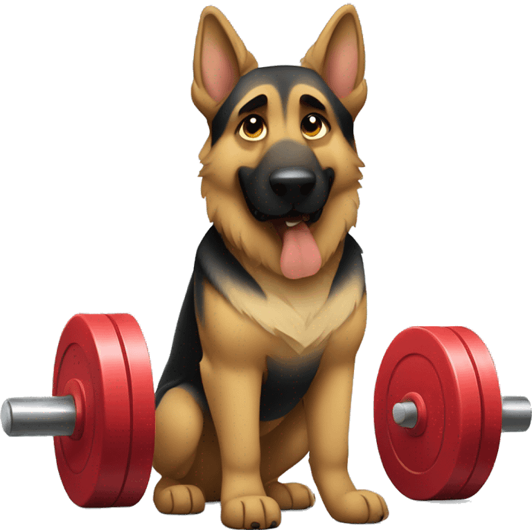 german shepherd lifting weights emoji