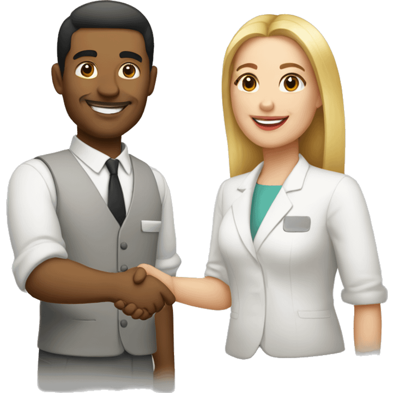 light-skinned restaurateur and blogger shake hands emoji