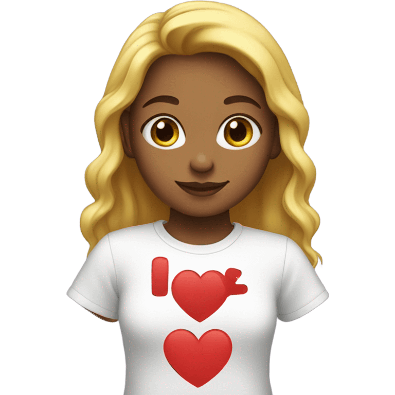 Girl wearing I love A shirt emoji