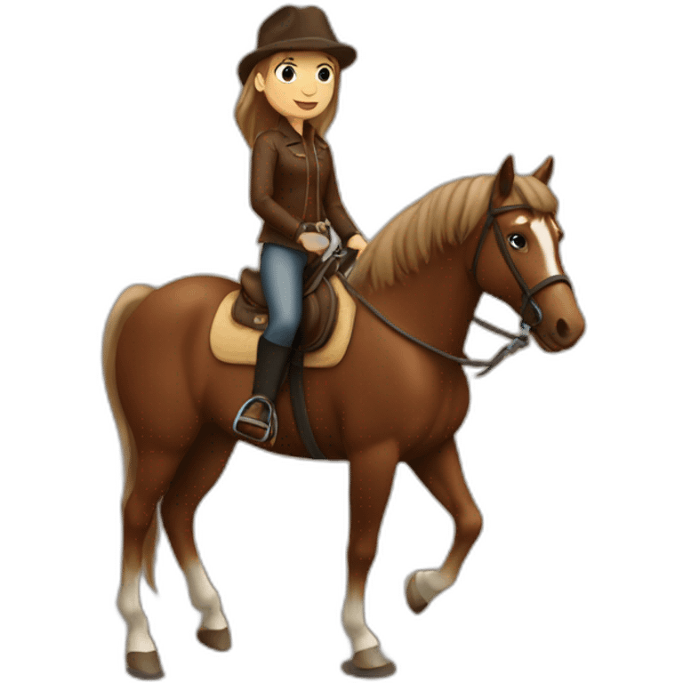 girl horse rider on a brown horse emoji