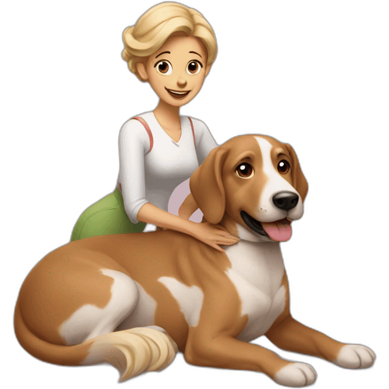 Lady on a dog emoji