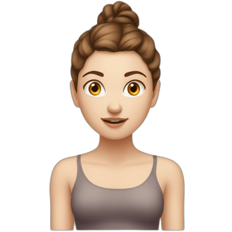 White girl brown hair in malasana emoji