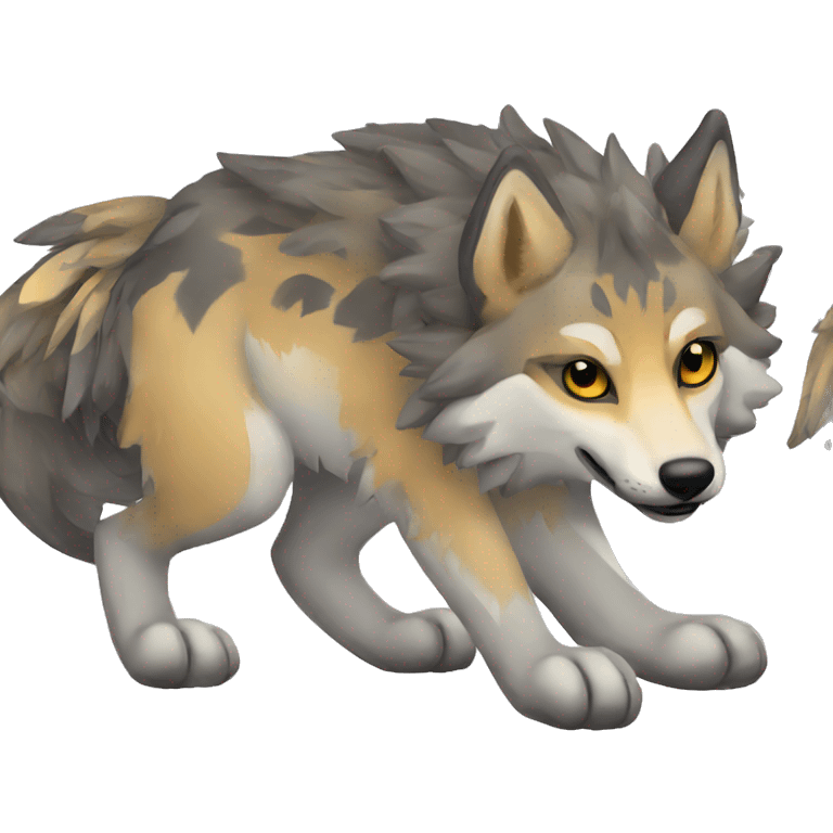 Colorful Coywolf With Shiny Tribal Markings Full Body emoji