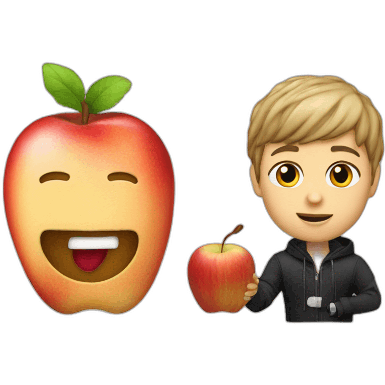 Justin Bieber en train de manger une pomme emoji