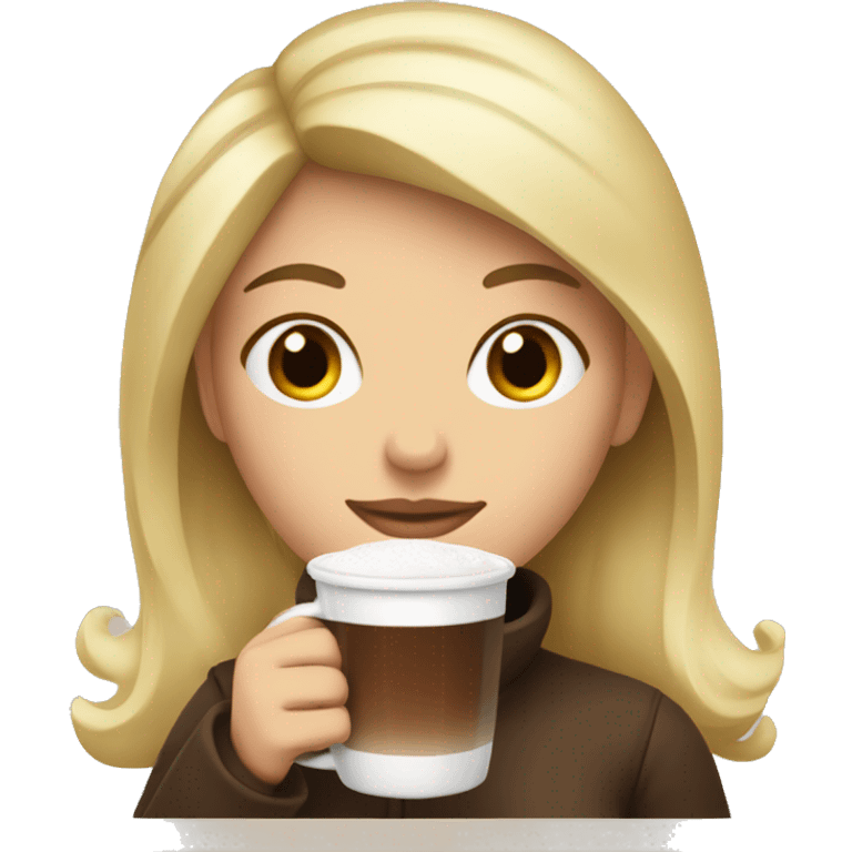 a white and blonde woman holding a glass of hot chocolate emoji