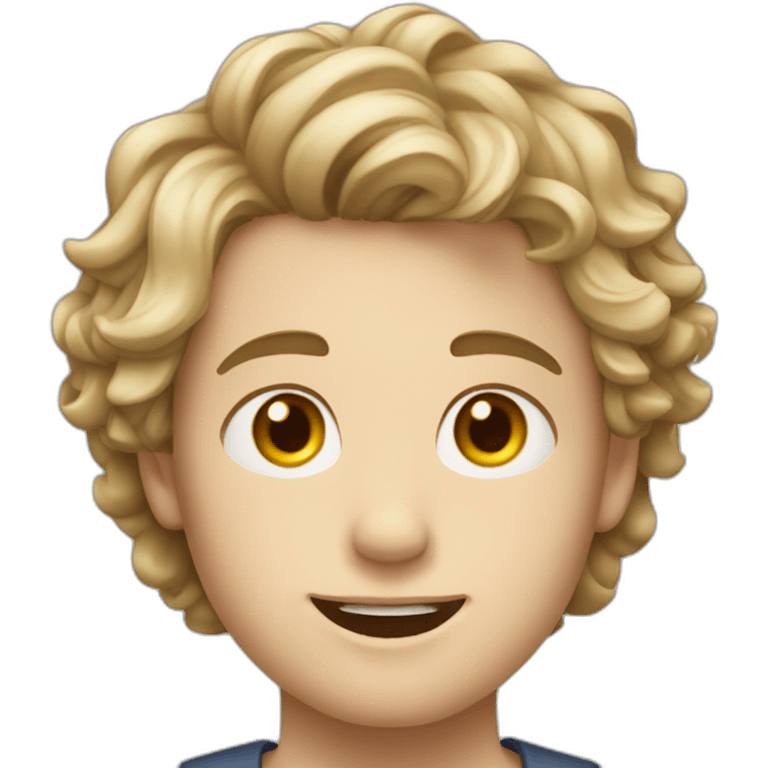 a boy have 13 years old have a wavy hair and white skin emoji