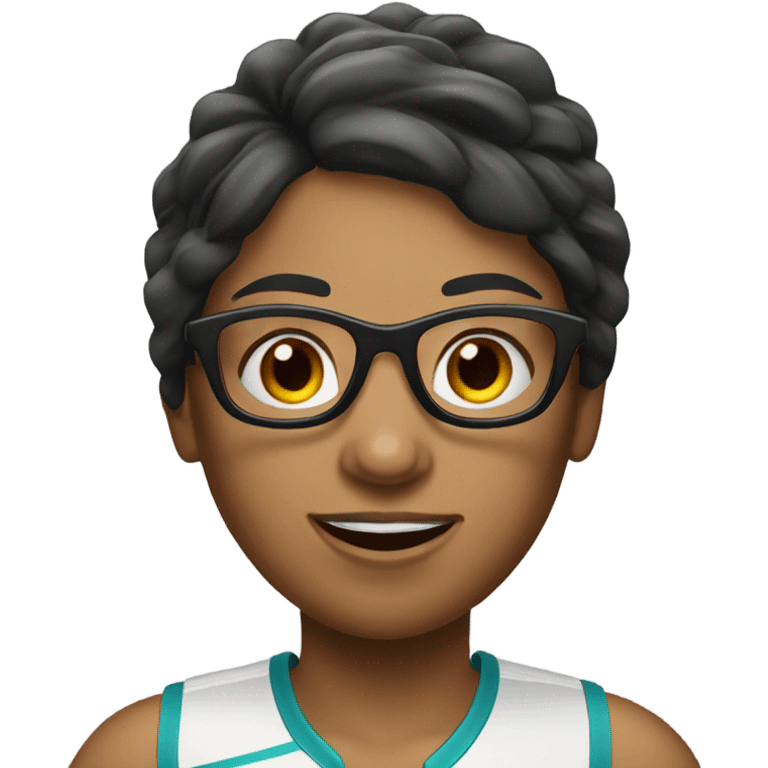 Tennis player female dark hair glasses  emoji