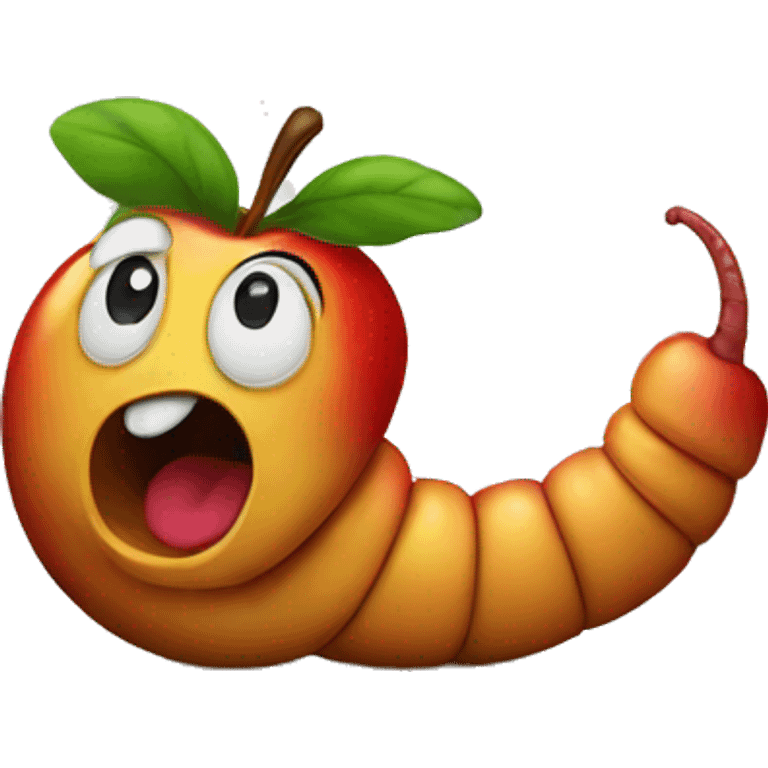 worm in apple emoji