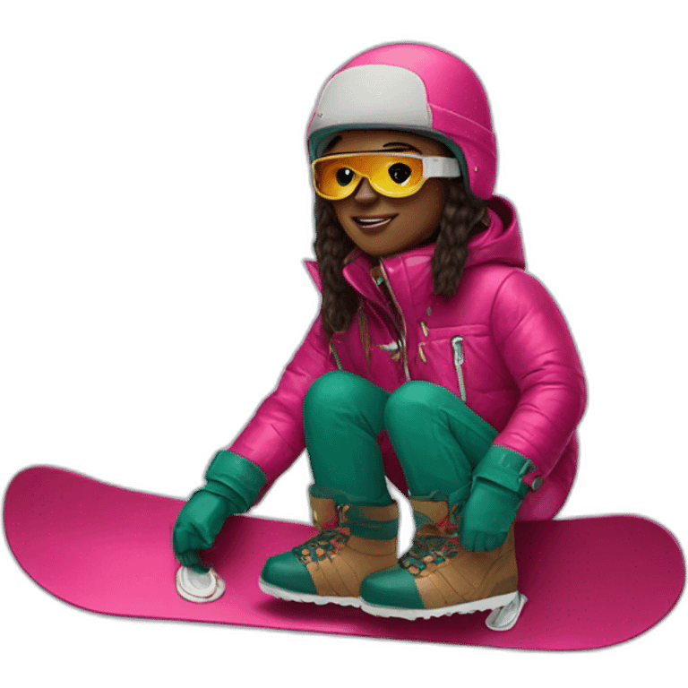 snowboarder wearing Gucci boots emoji