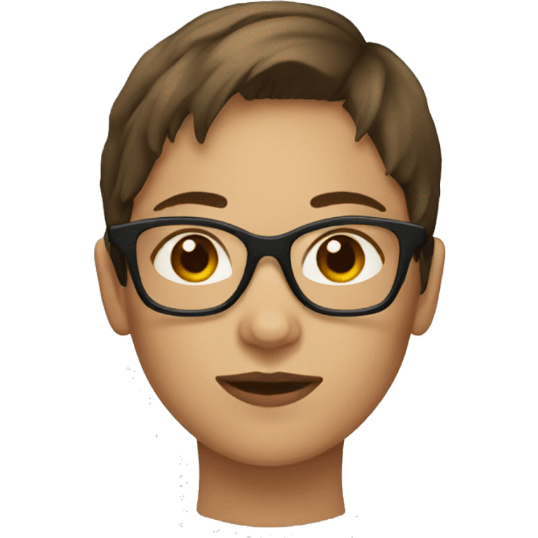 female with short brown hair and glasses emoji