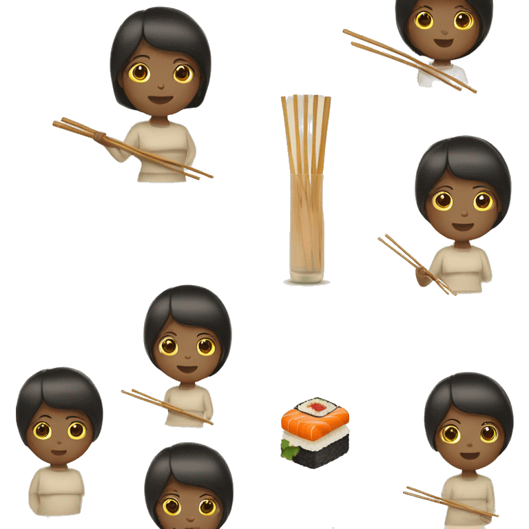 Beige girl with chopsticks and sushi  emoji