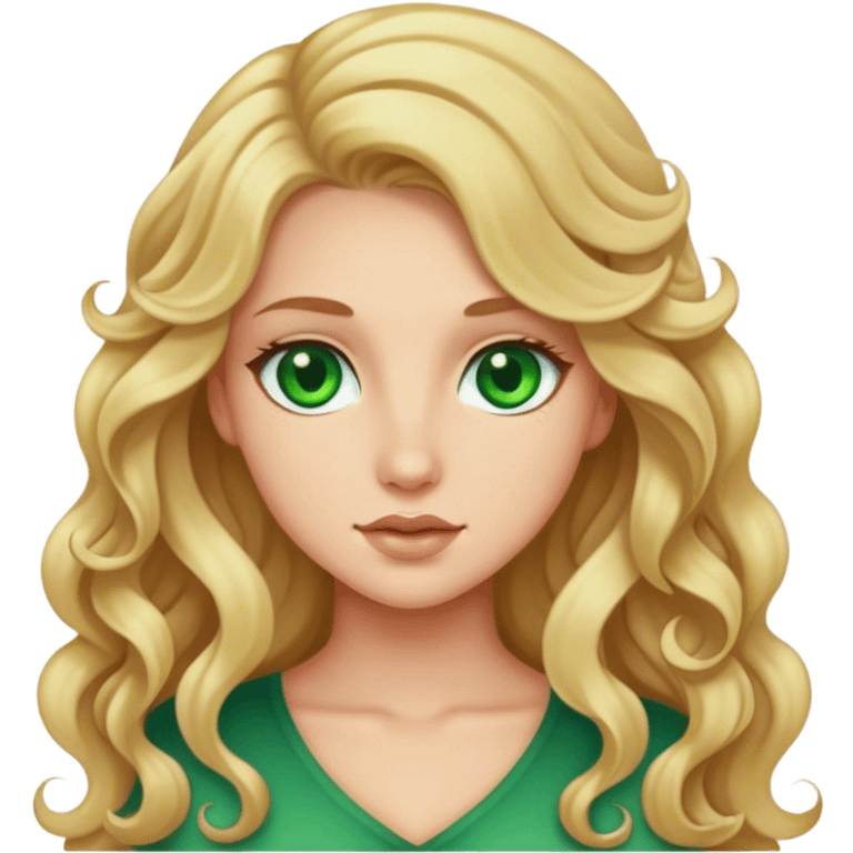 blonde long curled hair and green eyes flexible beautiful girl emoji