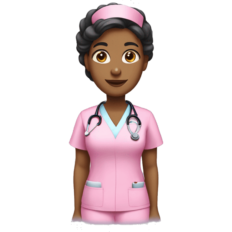 Mixed skin nurse in pink scrubs  emoji