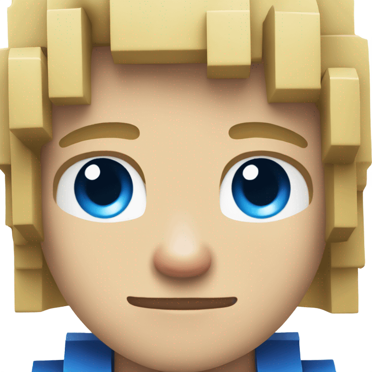 Blond boy with blue eyes and Minecraft shirt emoji