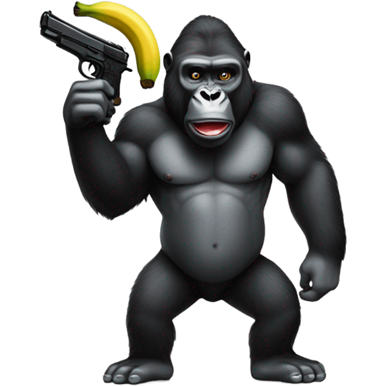 Gay gorilla holding banana gun emoji