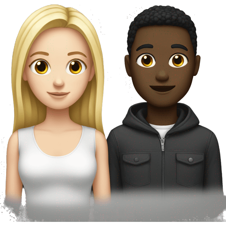 white girl with black boy emoji