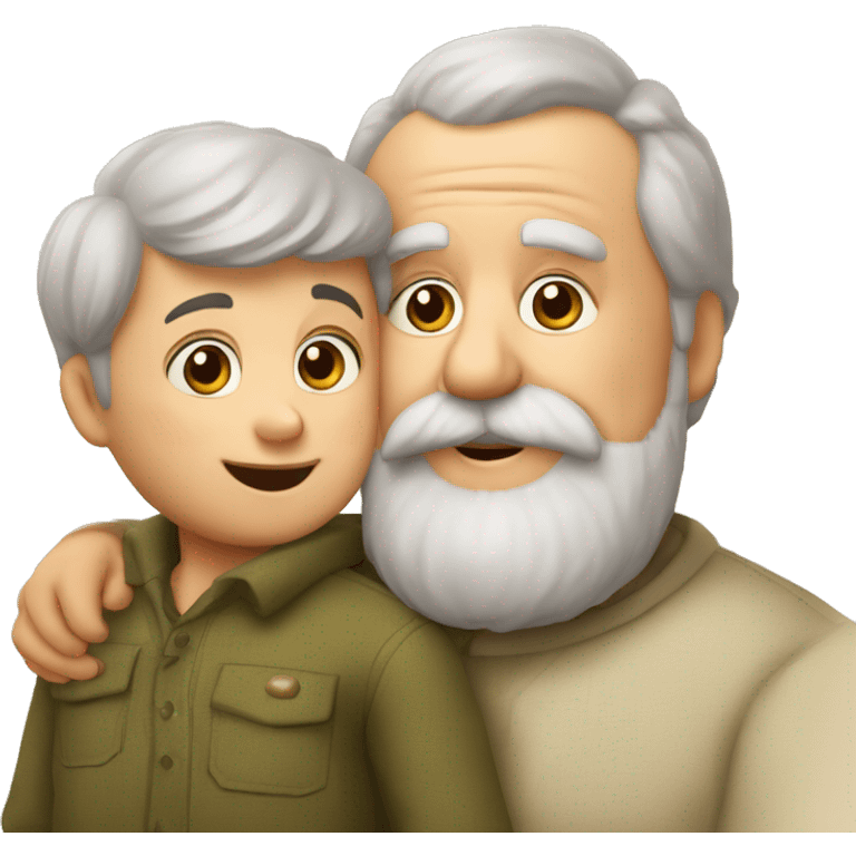 Grand-pere barbu et son petit-fils  emoji