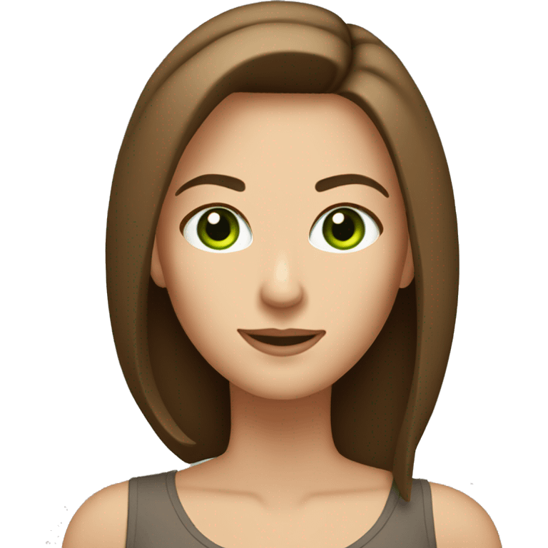 pretty middle age woman with green eyes and shoulder length straight brown hair emoji