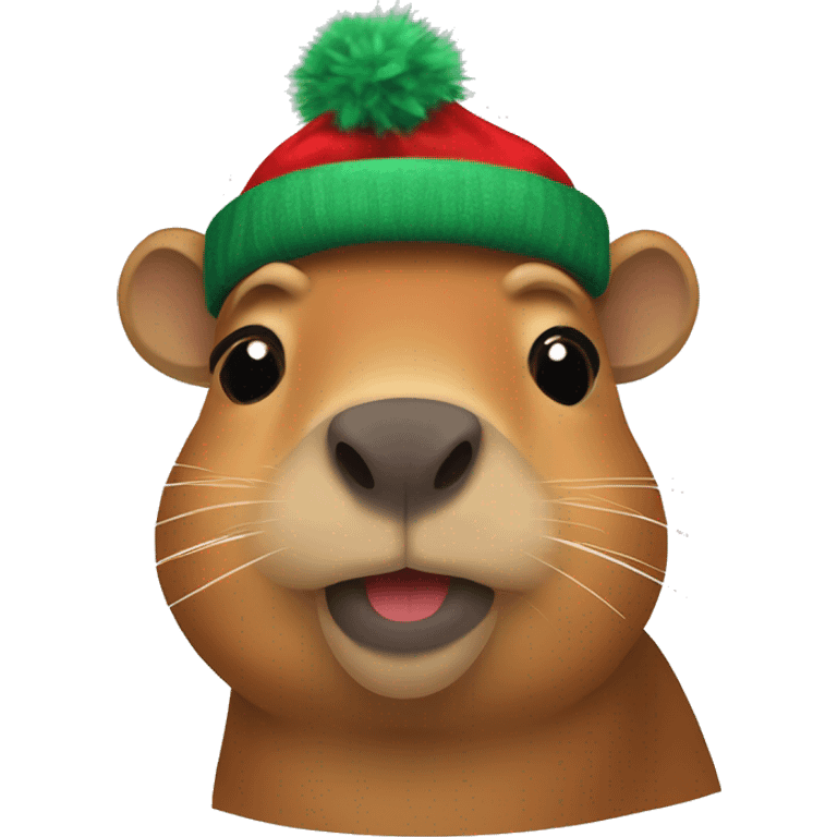 Capibara con un gorro de navidad  emoji