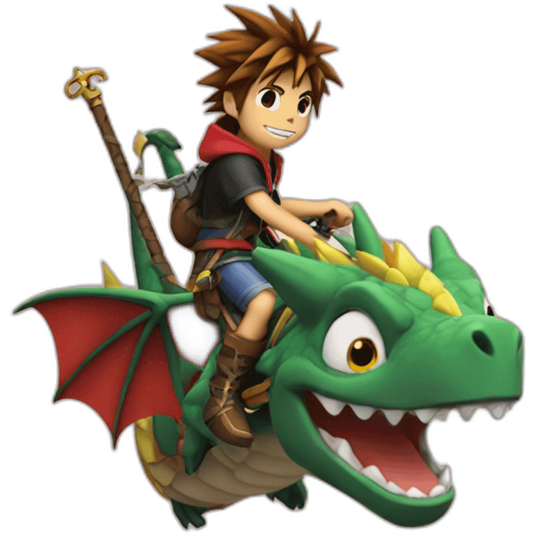 Sora KH riding a dragon emoji