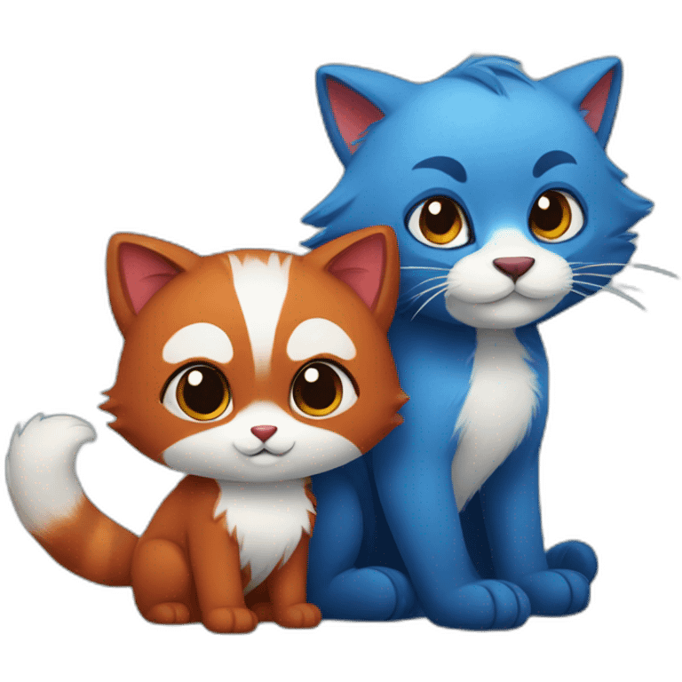 blue cat and red panda emoji