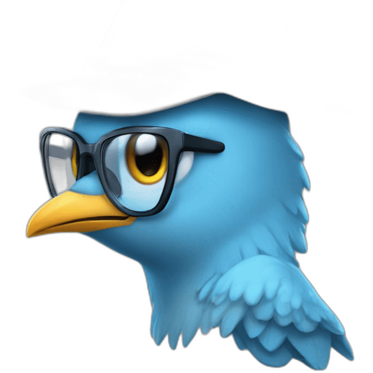 Crazy funny Cyberpunk Articuno head with beautiful smile wearing glasses and hat emoji