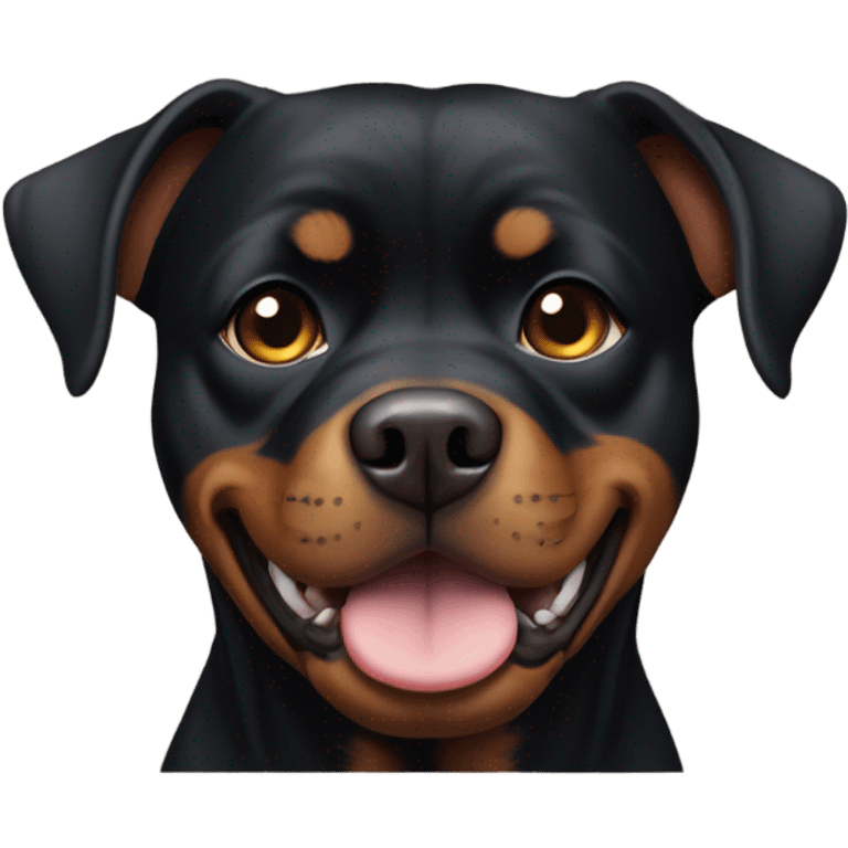 Black Rottweiler pitbull mix with small brown eyebrows emoji